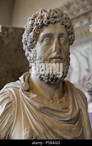 Commodus Antoninus Augustus (161-192). Roman Emperor from 180 to 192. He also ruled as co-emperor with his father Marcus Aurelius from 177 until his father's death in 180. Bust. Glyptothek. Munich. Germany. Stock Photo