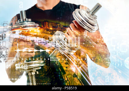 Sport and biometric studies.Technology and healthy science Stock Photo