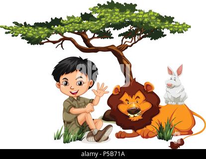 A c and Wild Animals illustration Stock Vector