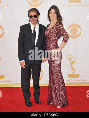 Al Pacino, Lucila Sola arriving at the 65th Primetime Emmy Awards at the Nokia Theatre in Los Angeles.Al Pacino, Lucila Sola 138 ------------- Red Carpet Event, Vertical, USA, Film Industry, Celebrities,  Photography, Bestof, Arts Culture and Entertainment, Topix Celebrities fashion /  Vertical, Best of, Event in Hollywood Life - California,  Red Carpet and backstage, USA, Film Industry, Celebrities,  movie celebrities, TV celebrities, Music celebrities, Photography, Bestof, Arts Culture and Entertainment,  Topix, vertical,  family from from the year , 2013, inquiry tsuni@Gamma-USA.com Husband Stock Photo