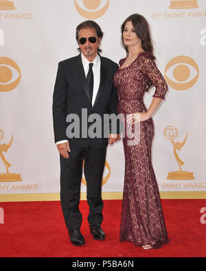 Al Pacino, Lucila Sola arriving at the 65th Primetime Emmy Awards at the Nokia Theatre in Los Angeles.Al Pacino, Lucila Sola 139 ------------- Red Carpet Event, Vertical, USA, Film Industry, Celebrities,  Photography, Bestof, Arts Culture and Entertainment, Topix Celebrities fashion /  Vertical, Best of, Event in Hollywood Life - California,  Red Carpet and backstage, USA, Film Industry, Celebrities,  movie celebrities, TV celebrities, Music celebrities, Photography, Bestof, Arts Culture and Entertainment,  Topix, vertical,  family from from the year , 2013, inquiry tsuni@Gamma-USA.com Husband Stock Photo