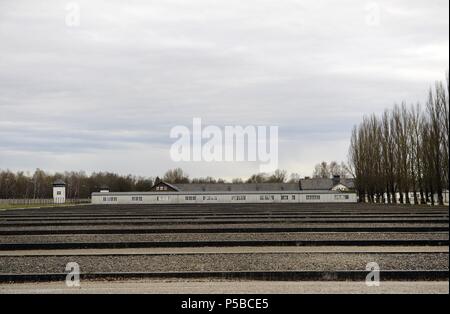 Dachau Concentration Camp. Nazi camp of prisoners opened in 1933. Site where the barracks were. Germany. Stock Photo