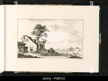 Prints and Drawings Department .  [Landschaft mit Bauernhaus]; 12. Landschäftlein inv. von J. L. Aberli (Blatt 9); [recto oben rechts]: 9. [unten links]: I.L. Aberli inv. [unten rechts]: A. Zingg sc.[recto unten rechts mit Bleistift bezeichnet]: 5; Ideallandschaft. Bauernhaus; Taubenschlag . 1765.  Aberli, Johann Ludwig [MalerIn/ZeichnerIn] Zingg, Adrian [StecherIn] 288 CH-NB - -Landschaft mit Bauernhaus- - Collection Gugelmann - GS-GUGE-4-21 Stock Photo