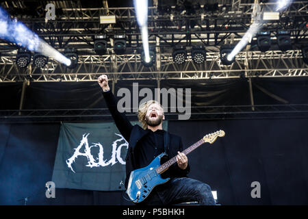 Denmark, Copenhagen - June 22, 2018. The Icelandic black metal band Audn performs a live concert a during the Danish heavy metal festival Copenhell 2018 in Copenhagen. (Photo credit: Gonzales Photo - Peter Troest). Stock Photo