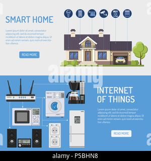 Smart House and Internet of Things Banners Stock Vector
