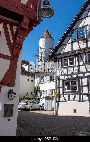 View of the Gigelturm in the lanes of Biberach an der Riss Stock Photo