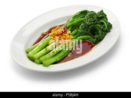 choy sum stir fry with oyster sauce and garlic, chinese cuisine Stock Photo