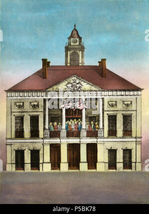 N/A. English: Federal Hall, N.Y. 1789 - First Capitol of the United States. 1 print mounted on paper : engraving, hand-colored ; 20 x 14.7 cm. 1790.   Amos Doolittle  (1754–1832)     Description American engraver and caricaturist  Date of birth/death 18 May 1754 30 January 1832  Location of birth/death Cheshire New Haven  Work location New Haven  Authority control  : Q4747853 VIAF: 62646617 ISNI: 0000 0000 6688 3177 ULAN: 500027501 LCCN: n50026725 GND: 130119199 WorldCat 551 Federal Hall, N.Y. 1789 ppmsca.15703 Stock Photo