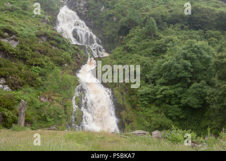 Assaranca Waterfall near Ardara in County Donegal lies 1km past the village of Leaconnell on the road to Maghera Caves Stock Photo