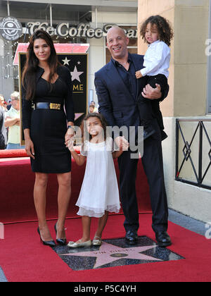 Vin Diesel , Paloma Jimenez and Children  at the ceremony honoring with a Star Vin Diesel on the Hollywood Walk Of Fame In Los Angeles.Vin Diesel , Paloma Jimenez and Children 026 ------------- Red Carpet Event, Vertical, USA, Film Industry, Celebrities,  Photography, Bestof, Arts Culture and Entertainment, Topix Celebrities fashion /  Vertical, Best of, Event in Hollywood Life - California,  Red Carpet and backstage, USA, Film Industry, Celebrities,  movie celebrities, TV celebrities, Music celebrities, Photography, Bestof, Arts Culture and Entertainment,  Topix, vertical,  family from from t Stock Photo