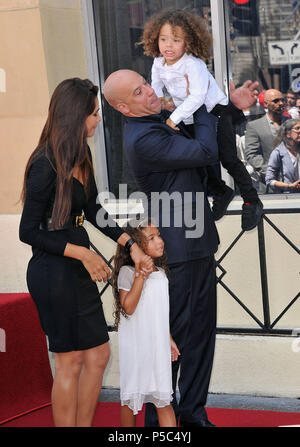 Vin Diesel , Paloma Jimenez and Children  at the ceremony honoring with a Star Vin Diesel on the Hollywood Walk Of Fame In Los Angeles.Vin Diesel , Paloma Jimenez and Children 027 ------------- Red Carpet Event, Vertical, USA, Film Industry, Celebrities,  Photography, Bestof, Arts Culture and Entertainment, Topix Celebrities fashion /  Vertical, Best of, Event in Hollywood Life - California,  Red Carpet and backstage, USA, Film Industry, Celebrities,  movie celebrities, TV celebrities, Music celebrities, Photography, Bestof, Arts Culture and Entertainment,  Topix, vertical,  family from from t Stock Photo