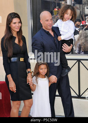 Vin Diesel , Paloma Jimenez and Children  at the ceremony honoring with a Star Vin Diesel on the Hollywood Walk Of Fame In Los Angeles.Vin Diesel , Paloma Jimenez and Children 028 ------------- Red Carpet Event, Vertical, USA, Film Industry, Celebrities,  Photography, Bestof, Arts Culture and Entertainment, Topix Celebrities fashion /  Vertical, Best of, Event in Hollywood Life - California,  Red Carpet and backstage, USA, Film Industry, Celebrities,  movie celebrities, TV celebrities, Music celebrities, Photography, Bestof, Arts Culture and Entertainment,  Topix, vertical,  family from from t Stock Photo