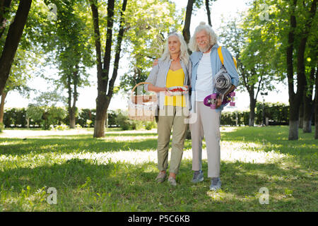 Joyful elderly couple being in the park Stock Photo