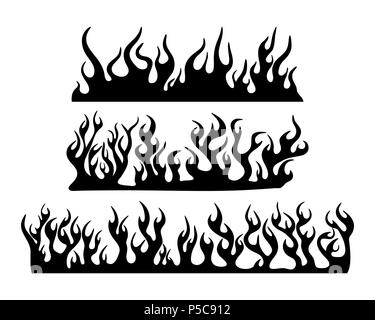 Seamless fire blaze. Cartoon horizontal seamless fire flame patterns ...