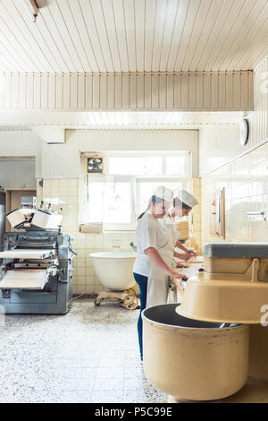 Wide view of bread production in bakery Stock Photo