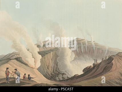 N/A. English: Crater in the island of Volcano (1810). Views in the Ottoman Dominions, in Europe, in Asia, and some of the Mediterranean islands, from the original drawings taken for Sir Robert Ainslie, by Luigi Mayer. 1810. Mayer, Luigi (artist) ; Ainslie, Robert, Sir, 1730-1812 (sponsor) ; Watts, William, 1752-1851 (engraver) 390 Crater in the Island of Volcano-1810 Stock Photo