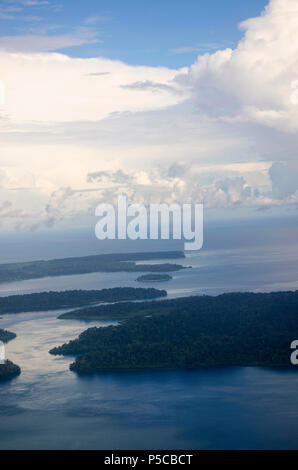 View from the aero plane's window, Port Blair, Andaman and Nicobar Islands, India Stock Photo