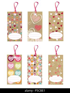 rectangle heart tags Stock Vector