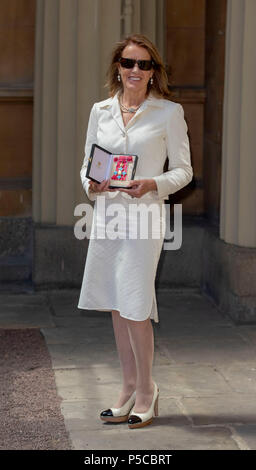 Veronica Wadley with her CBE (Commander of the Most Excellent Order of the British Empire) presented to her by the Prince of Wales for services to the arts during an investiture ceremony at Buckingham Palace, London. Stock Photo