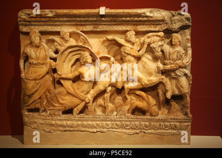 Front of a Cinerary Chest: Dragging of Dirce  120 - 110 BC. N/A 89 Altes Museum - Vorderseite einer Aschenkiste, Schleifung der Dirke