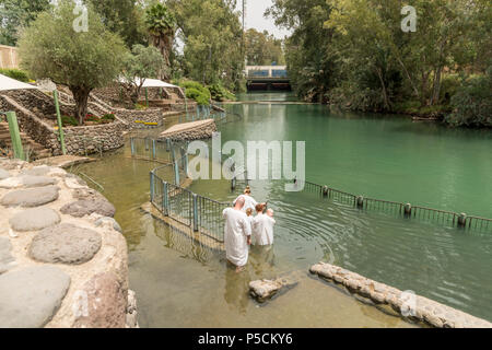 Yardenit, Israel- May 6, 2018 : Yardenit baptism site on a Jordan River in Israel. modern site commemorating Christ's baptism was established at Yarde Stock Photo