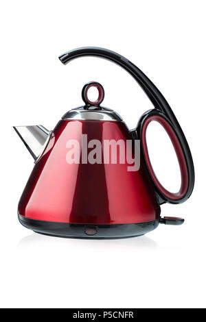 red electric kettle isolated on white background. clipping path Stock Photo