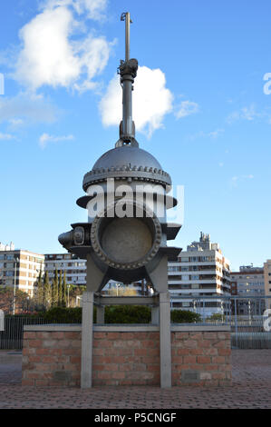 Machine-shaped sculpture in a garden in Madrid. Spain. Stock Photo