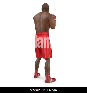 African American Male boxer on white. 3D illustration Stock Photo