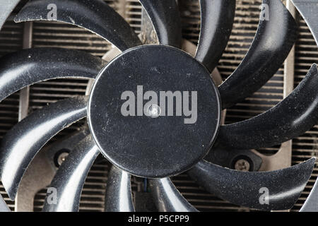 equipment for the crypto currency. the cooling system of a video card close-up. Stock Photo