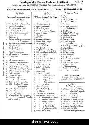 N/A. Français : Feuille extraite du catalogue des cartes postales de la maison Labouche frères de Toulouse (Haute-Garonne, France). 1903. Editions Labouche frères 282 Catalogue Cartes Postals Labouche feuille 7 Stock Photo