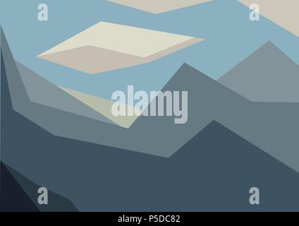 Blue Geometric Mountain Landscape Stock Vector