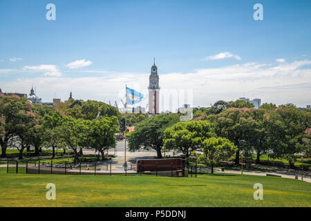 Torre Monumental or Torre de los Ingleses (Tower of the English) and General San Martin Plaza in Retiro - Buenos Aires, Argentina Stock Photo