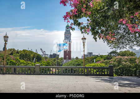 Torre Monumental or Torre de los Ingleses (Tower of the English) and General San Martin Plaza in Retiro - Buenos Aires, Argentina Stock Photo