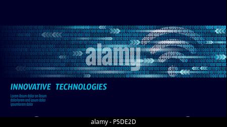 Wireless internet wifi connection. Big data binary code flow numbers. Global network high speed innovation connection data rate technology vector illustration Stock Vector