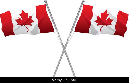 canada day celebration crossed flags symbol Stock Vector