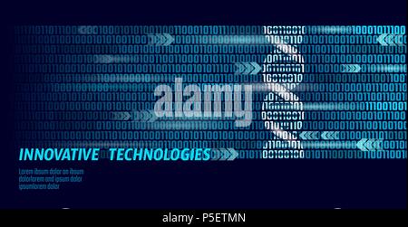DNA binary code future computer technology concept. Genome science structure modified GMO engineering molecular symbol sign medicine coding gene banner template vector illustration Stock Vector