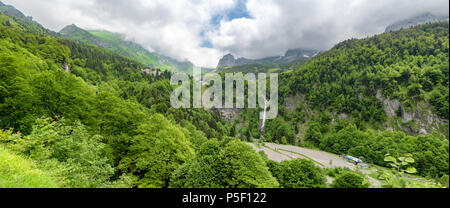 a panorama of the village of Gourette in the French Pyrenees Stock Photo