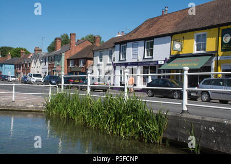 View of the picturesque town centre of Stockbridge, Hampshire, one of the smallest towns in the United Kingdom on a sunny summer day Stock Photo