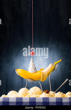 banana split deconstructed. Stock Photo