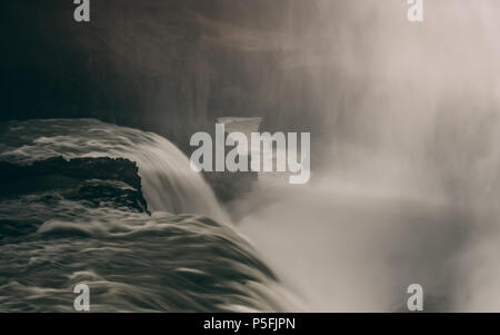 gulfoss waterfall in iceland with smooth water long time exposure rocky Stock Photo