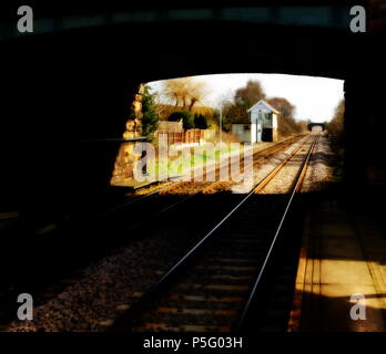 Railway bridge and Junction box at Burscough Bridge Lancashire UK Stock Photo