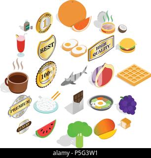 Crockery icons set, isometric style Stock Vector