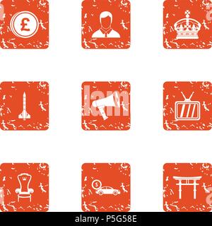 Royalty money icons set, grunge style Stock Vector
