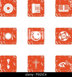 Auto dial icons set, grunge style Stock Vector