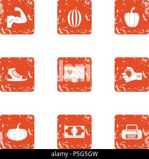 Hobby icons set, grunge style Stock Vector