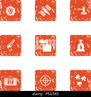 Mercenary icons set, grunge style Stock Vector
