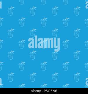 Plastic cup of limonade pattern vector seamless blue Stock Vector