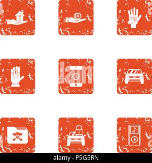 Foreman icons set, grunge style Stock Vector