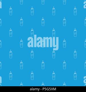 Bottle of cheese sauce pattern vector seamless blue Stock Vector