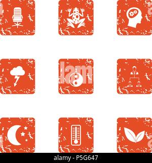 Administrator icons set, grunge style Stock Vector